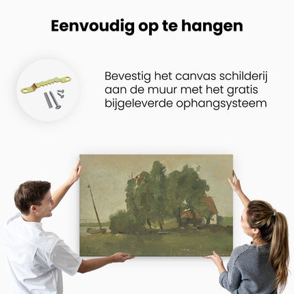 Canvas schilderij ophangen Boerenhofstede - George Hendrik Breitner