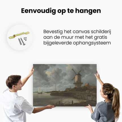 Canvas schilderij ophangen De Molen bij Wijk bij Duurstede - Jacob van Ruisdael