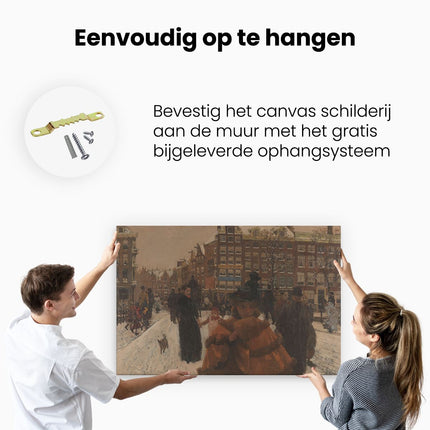 Canvas schilderij ophangen De Singelbrug bij de Paleisstraat in Amsterdam - George Hendrik Breitner