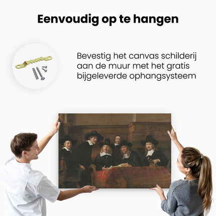 Canvas schilderij ophangen De Staalmeesters - Rembrandt van Rijn