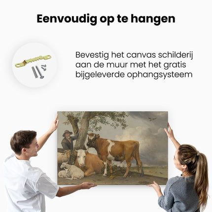 Canvas schilderij ophangen De Stier - Paulus Potter