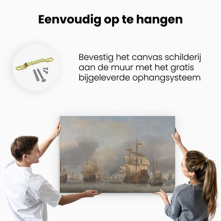 Canvas schilderij ophangen De Verovering van de Royal Prince - Willem van de Velde