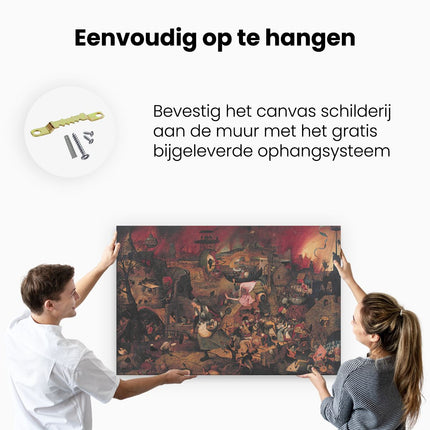 Canvas schilderij ophangen Dulle Griet - Pieter Brueghel de Oude