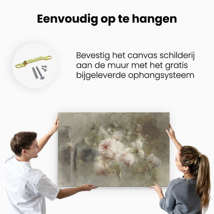 Canvas schilderij ophangen Een Vaas met Rozen - Margaretha Roosenboom