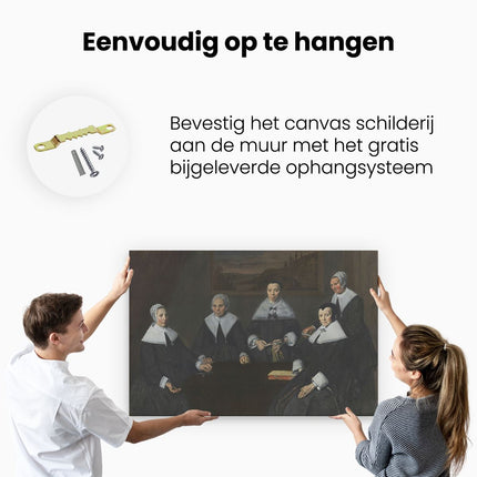 Canvas schilderij ophangen Groepsportret van de Regentessen van het Oudemannenhuis - Frans Hals