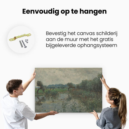 Canvas schilderij ophangen In de Uiterwaarden van de IJssel - Willem Roelofs