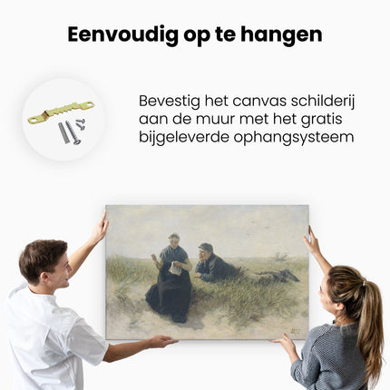 Canvas schilderij ophangen Jongen en Meisje in het Duin - David Adolph Constant Artz