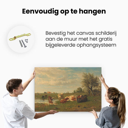 Canvas schilderij ophangen Koeien in de Weide - Gerard Bilders