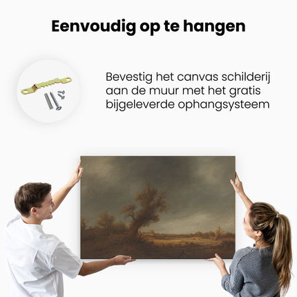 Canvas schilderij ophangen Landschap met Oude Eik - Adriaen van Ostade