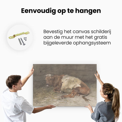 Canvas schilderij ophangen Liggende Jonge Stier - Anton Mauve
