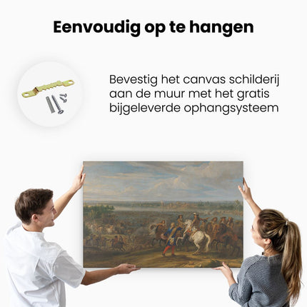 Canvas schilderij ophangen Lodewijk XIV trekt bij Lobith Nederland binnen - Adam Frans van der Meulen