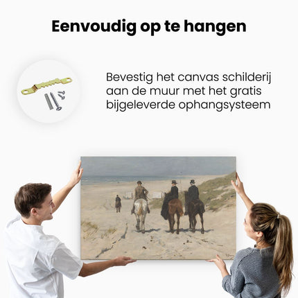 Canvas schilderij ophangen Morgenrit Langs het Strand - Anton Mauve