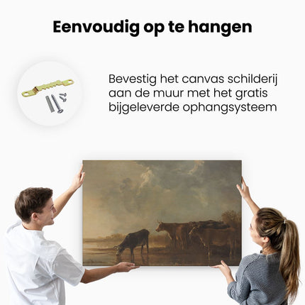 Canvas schilderij ophangen Rivierlandschap met Koeien - Aelbert Cuyp
