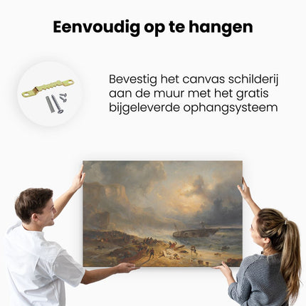 Canvas schilderij ophangen Schipbreuk op een Rotsachtige Kust - Wijnand Nuijen