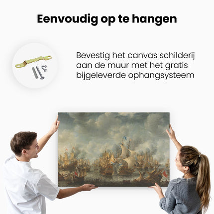 Canvas schilderij ophangen Slag bij Terheide - Jan Abrahamsz. Beerstraten