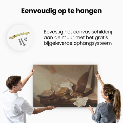 Canvas schilderij ophangen Stilleven met Boeken - Jan Davidsz. de Heem