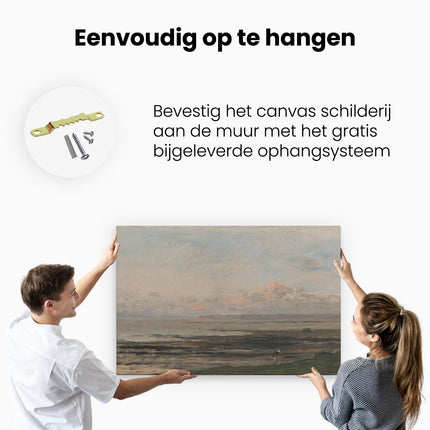 Canvas schilderij ophangen Strand bij Eb - Charles-Francois Daubigny