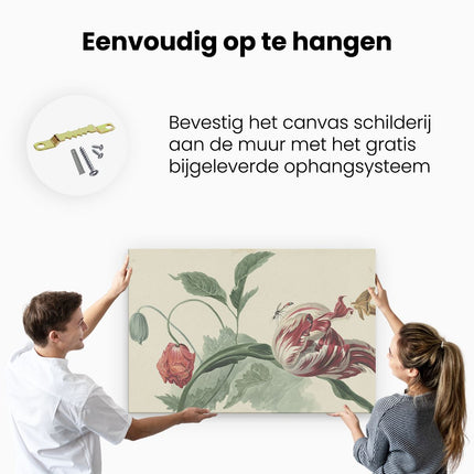 Canvas schilderij ophangen Tulp en een Papaver - Willem van Leen