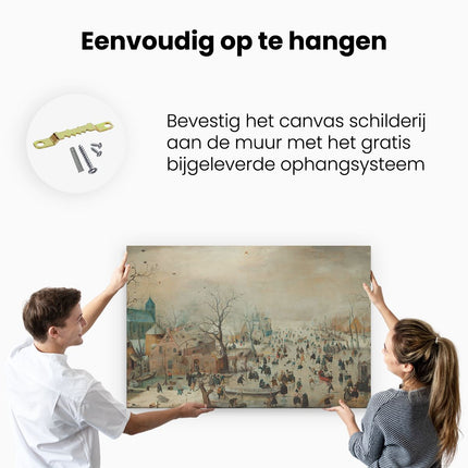 Canvas schilderij ophangen Winterlandschap met Schaatsers - Hendrick Avercamp