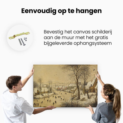 Canvas schilderij ophangen Winterlandschap met Schaatsers en Vogelknip - Pieter Bruegel de Oude