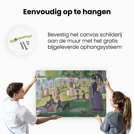 Canvas schilderij ophangen Zondagmiddag op het La-Grande-Jatte-Eiland - Georges Seurat