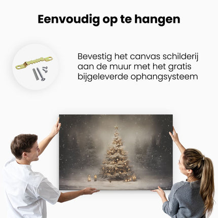 Canvas schilderij ophangen Kerstboom in het Bos - Kerstmis