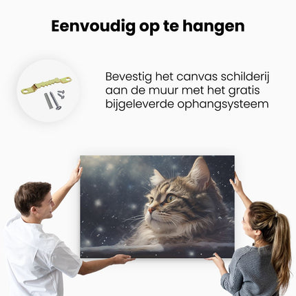 Canvas schilderij ophangen Kat in de Sneeuw