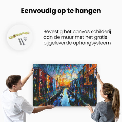 Canvas schilderij ophangen Stad in Kleuren