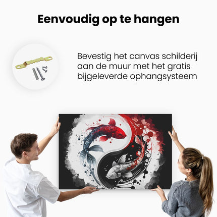 Canvas schilderij ophangen Twee Koi Karper Vissen