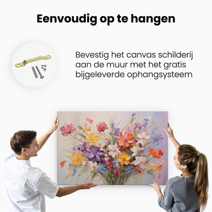 Canvas schilderij ophangen Boeket Bloemen in Kleur