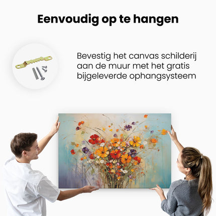 Canvas schilderij ophangen Boeket Bloemen in Kleur