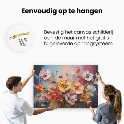 Canvas schilderij ophangen Boeket Bloemen in Kleur