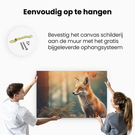 Canvas schilderij ophangen Vos van Dichtbij in het Bos