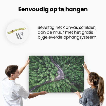 Canvas schilderij ophangen Weg in het Bos - Natuur