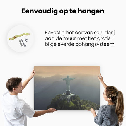 Canvas schilderij ophangen Christus de Verlosser in Rio de Janeiro