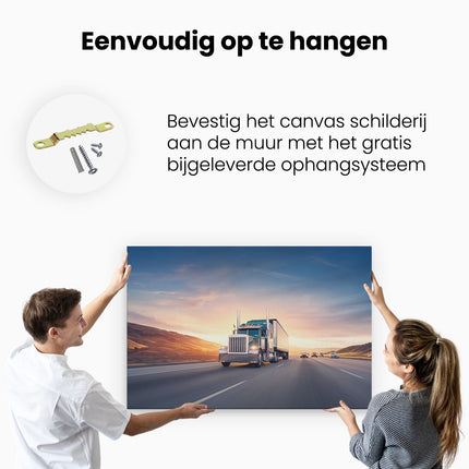 Canvas schilderij ophangen Vrachtwagen op de Weg