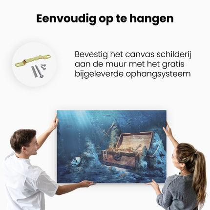 Canvas schilderij ophangen Schatkist Onderwater
