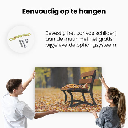 Canvas schilderij ophangen Bankje in de Herfst