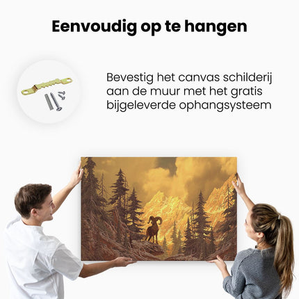 Canvas schilderij ophangen Dikhoornschaap - Schaap in de Bergen