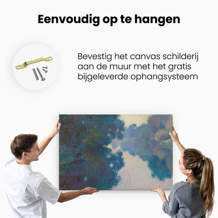 Canvas schilderij ophangen Kunstwerk van een Rivier en Bomen