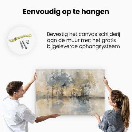 Canvas schilderij ophangen Kunstwerk van Bomen in het Water