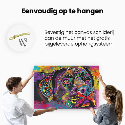 Canvas schilderij ophangen Kleurrijk Kunstwerk van een Hond