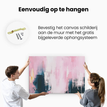 Canvas schilderij ophangen Abstract Kunstwerk in Roze en Zwart