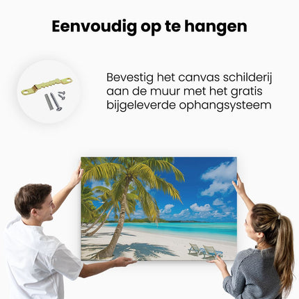 Canvas schilderij ophangen Strand met Palmbomen