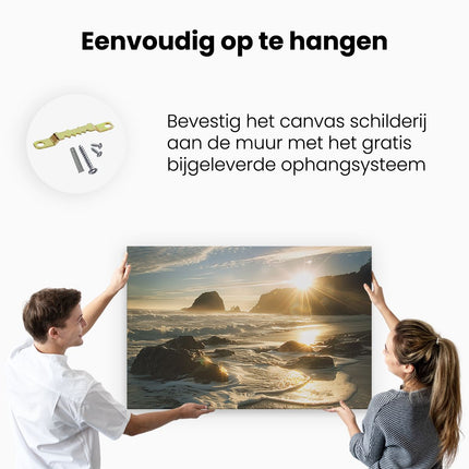 Canvas schilderij ophangen De Zon schijnt op een Strand