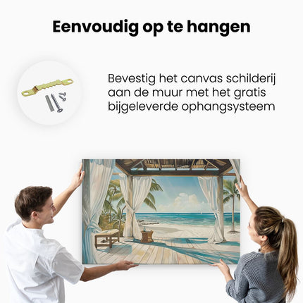 Canvas schilderij ophangen Kunstwerk van een Veranda met Uitzicht op de Oceaan