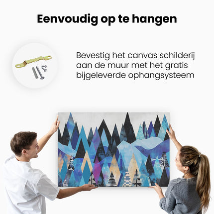 Canvas schilderij ophangen Abstract Kunstwerk van Bergen en Bomen