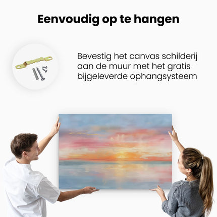 Canvas schilderij ophangen Aquarelkunstwerk van een Zonsondergang