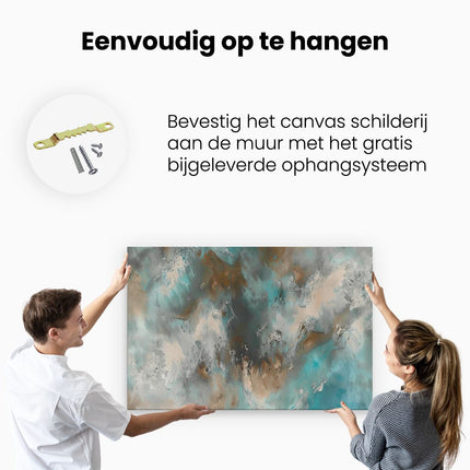 Canvas schilderij ophangen Abstract Kunstwerk met Blauwe, Bruine en Bruine Kleuren