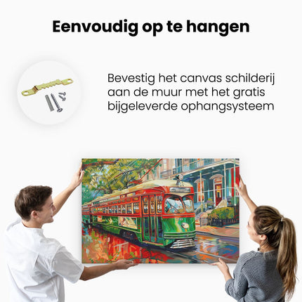 Canvas schilderij ophangen Kunstwerk van een Tram in New Orleans